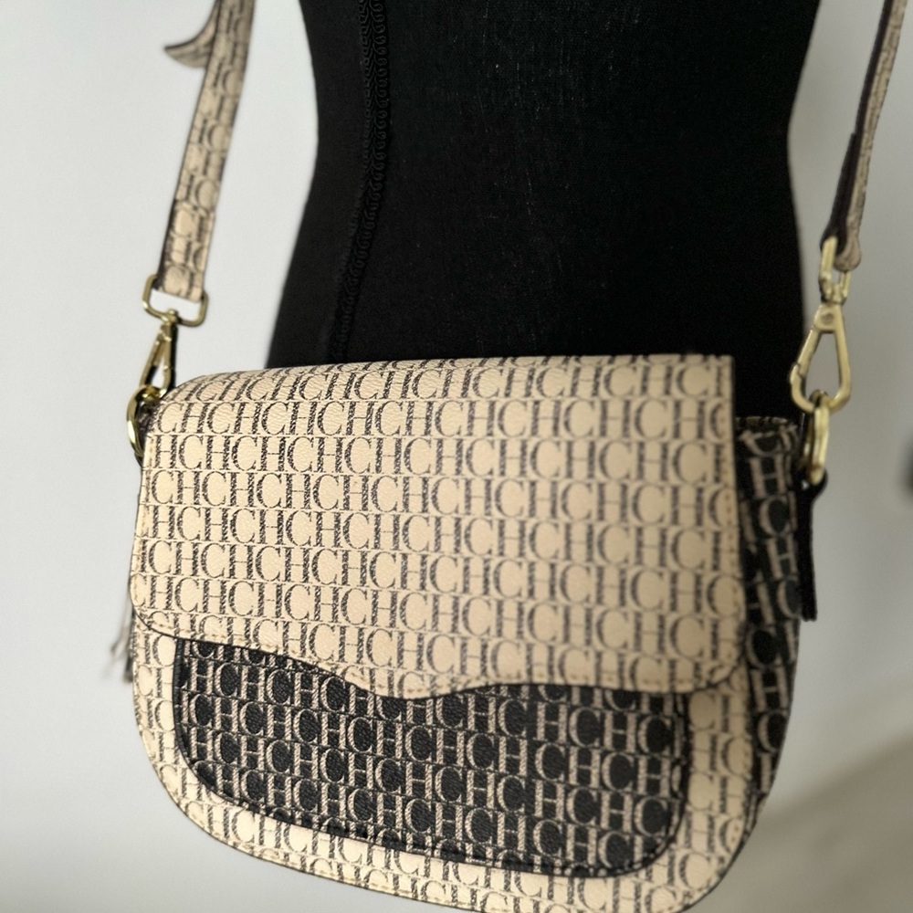 NEW! Logo Beige and Black Crossbody Bag